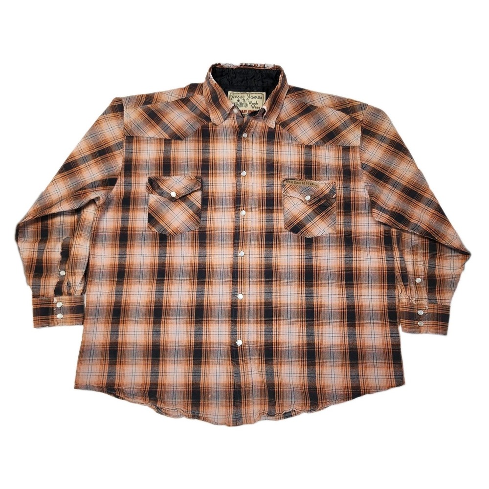 Vintage Jesse James West Coast Choppers Shirt XL Distressed Pearl Snap Grunge
